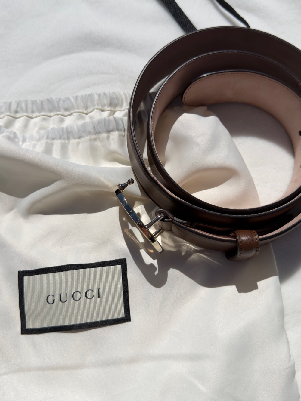 Gucci Dark Brown Leather Belt with Gild-Tone G Buckle